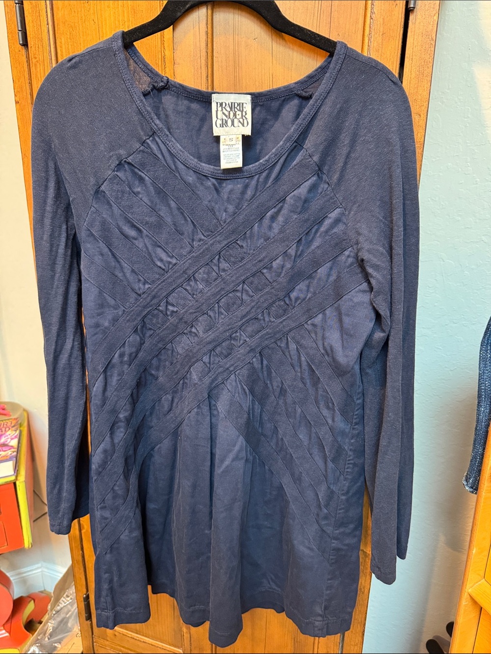 Prairie Underground Navy Diagonal Pintuck Tunic